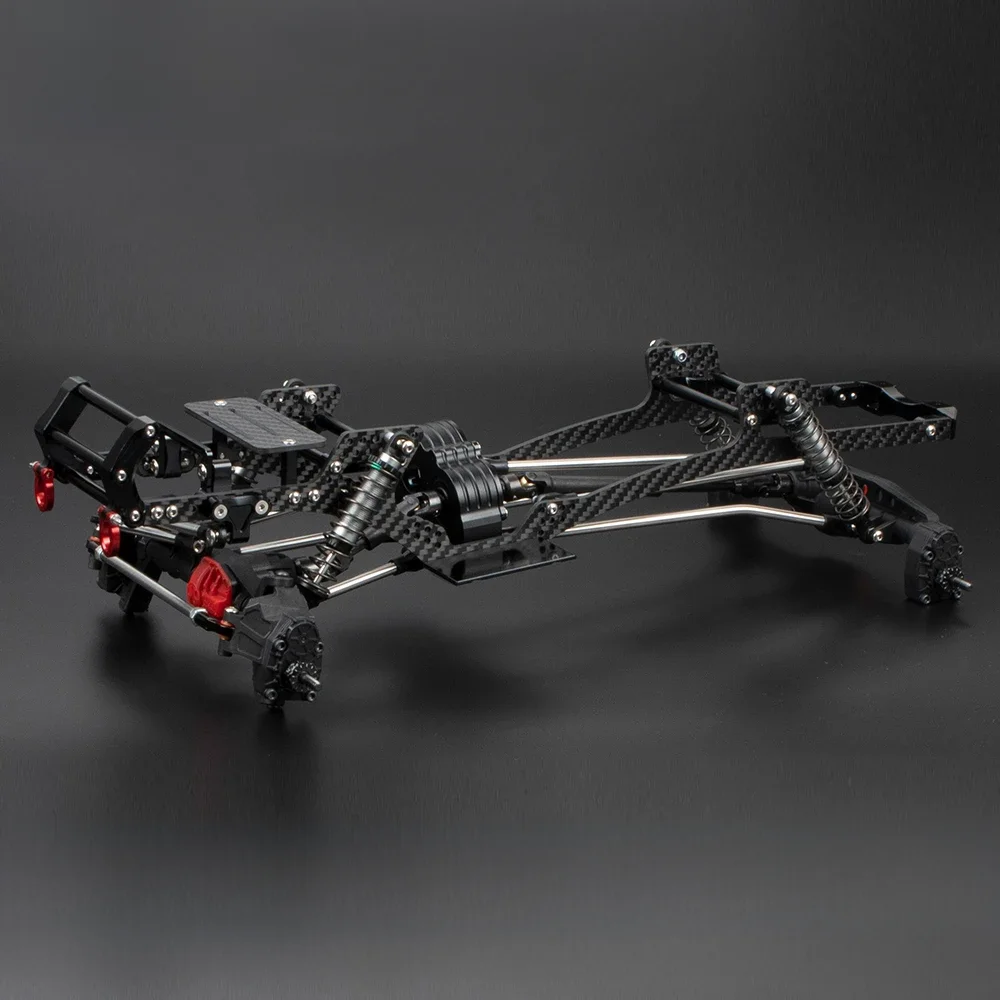 Zestaw podwozia LCG z ramą z włókna węglowego do gąsienic 1/10 RC Cheater Rigs SCX10 TRX4 Capra Lower Center of Gravity DIY Upgrade — zdjęcie 2