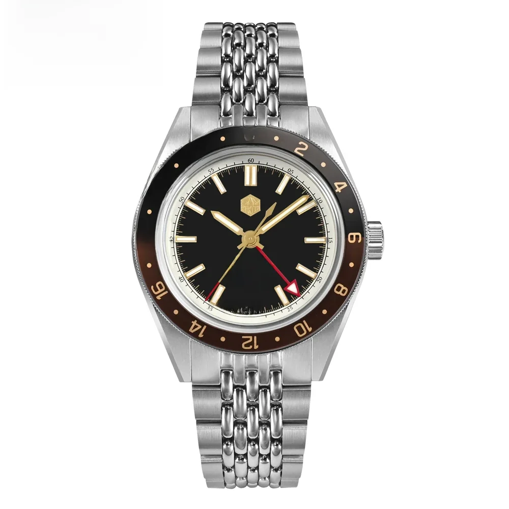 San Martin neue 39,5mm nh34 gmt Männer Uhr bidirektion ale Aluminium Lünette Luxus automatische