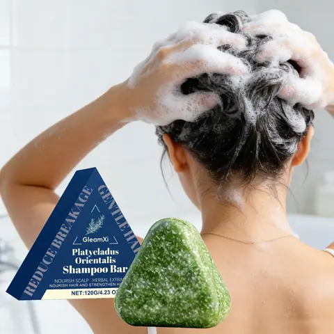 120G Platycladus Orientalis Hair Shampoo Bar Gentle Cleaning Scalp Nourishing Reduce Frizzing Strengthen Smoothing Hair Soap Bar