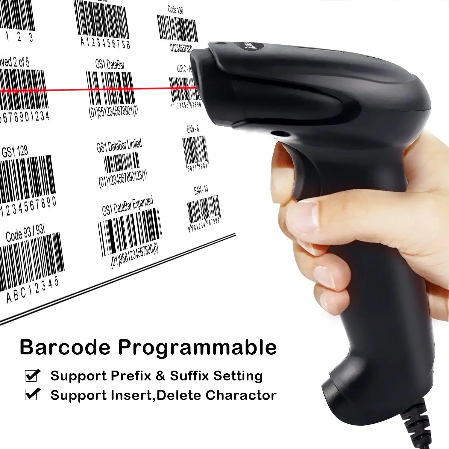 Imagem -03 - Wired Barcode Scanner Leitor Usb Plug And Play Compatível para Windows Android Mac Linux Suporte de Digitalização Automaticamente 1d 2d