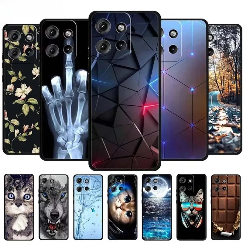 Pour Motorola Edge 50 Neo étui animaux souple Silicone TPU coques de téléphone couverture arrière pour Motorola Moto S50 5G loup protecteur nouvelle Coque