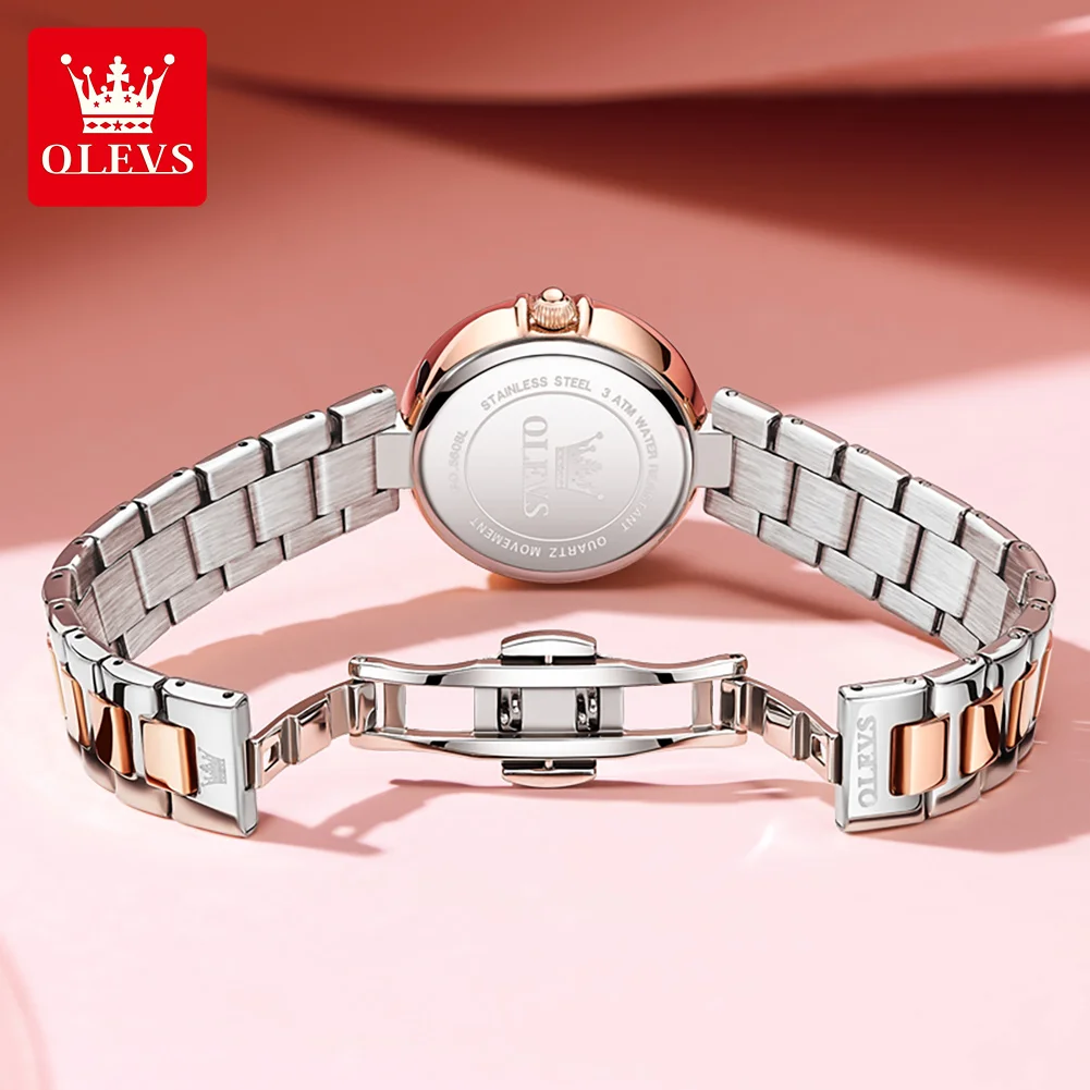 OLEVS 5608 Elegant Ladies Wrist watch for Women Waterproof Stainless Steel Luxury Quartz Watch with Auto Date Feature