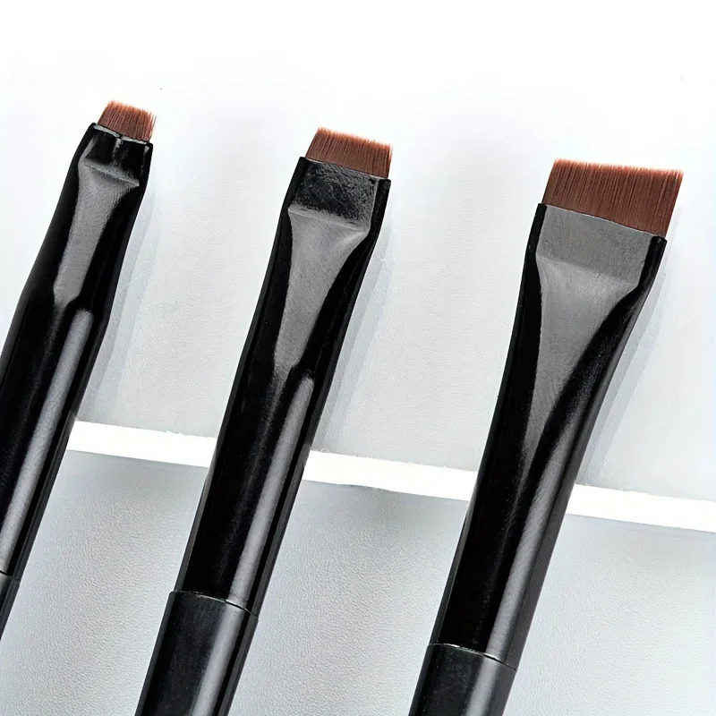 3 pièces ensemble de pinceaux de maquillage, brosse d'eye-liner à lame fine tête oblique brosse à sourcils contour eyeliner ultra-mince ombre à paupières brosse maquillage b