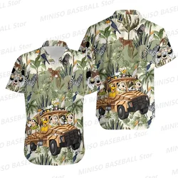 New Summer Boys&Girls Unisex Style Disney Animal Kingdom Mickey Friends Hawaiian Vacation Shirt KID/Adult Tropical Forest Shirt