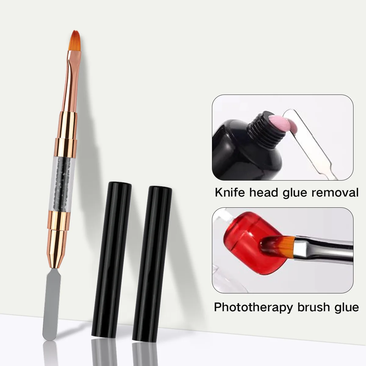 Dwustronny pędzelek do paznokci, pędzelek 2 w 1 do żelu UV, pędzelek do precyzyjnego malowania paznokci, narzędzie do usuwania martwego naskórka DIY do zdobienia paznokci