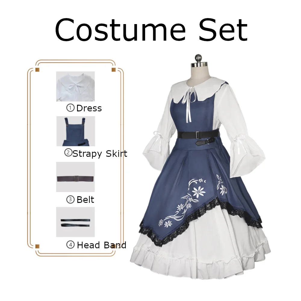 Arknights Bagpipe przebranie na karnawał Arknights strój do odgrywania ról sukienka vintage z rozszerzanymi rękawami damska sukienka Cosplay