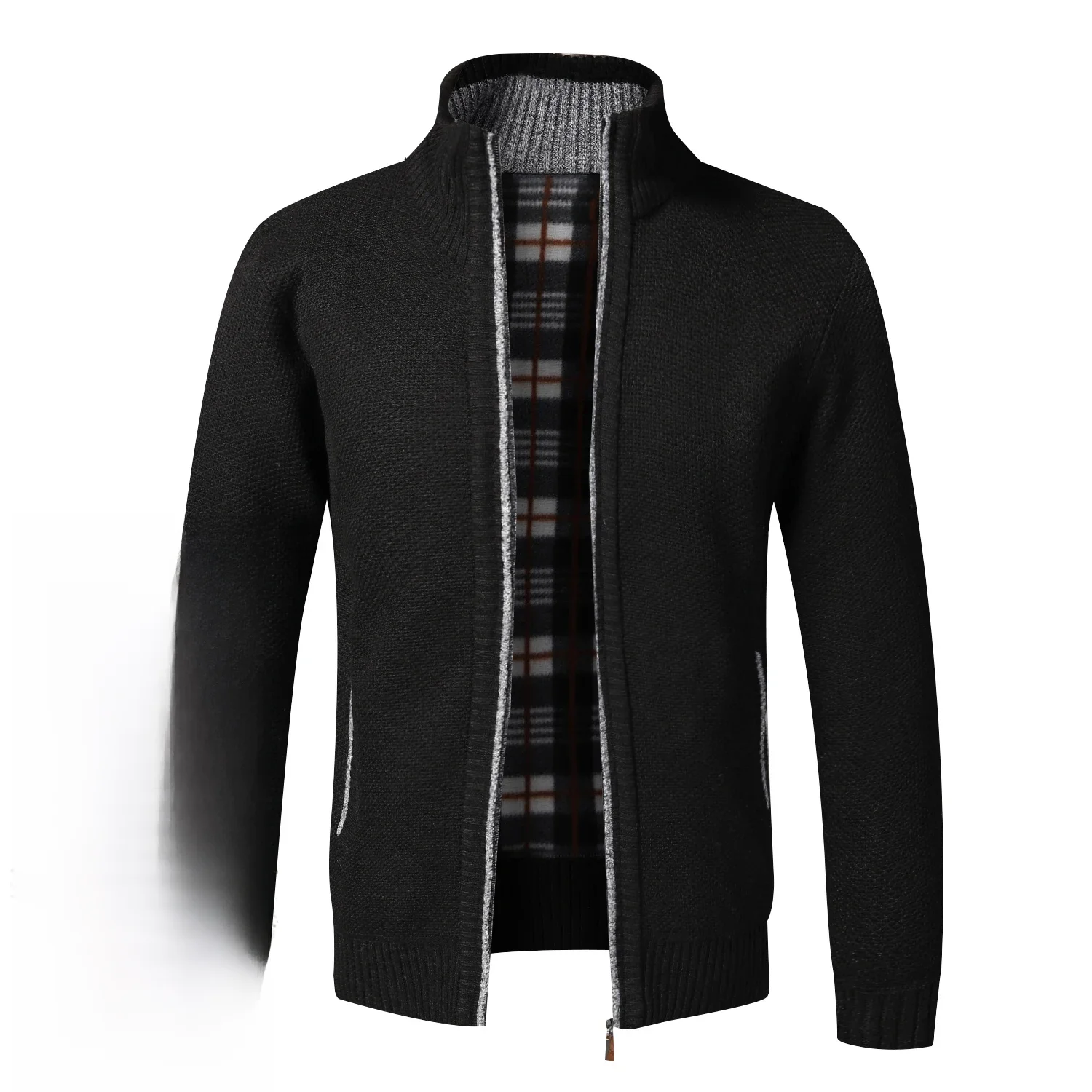Herfst Winter Warm Vest Heren Fleece Truien Volledige Zip Jassen Slim Fit Luxe Merk Gebreide Trui Jas Amerikaanse Jersey - afbeelding 2