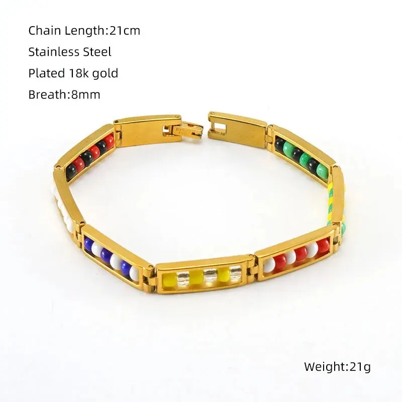 CARLIDANA 2022 Neue Ankunft Edelstahl Schmuck Grün und Gelb Farbe Orula Armband Mix Perlen Unisex Armreif Für Frauen – Detail 13