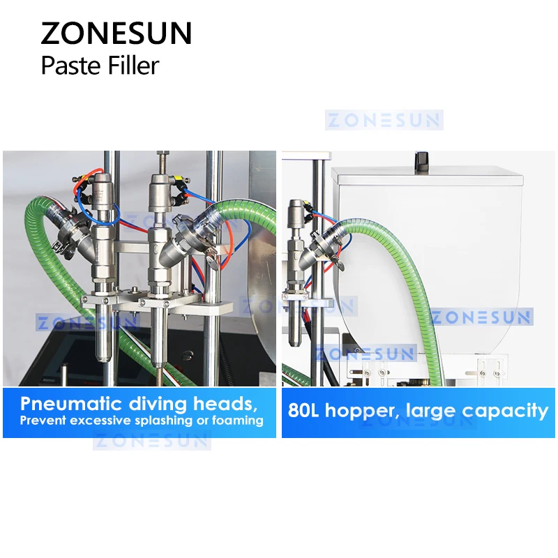 Zonesun ZS-DTGT900U2 วางฟิลเลอร์ของเหลวหนาเครื่องบรรจุโลชั่นผงซักฟอกบรรจุอุปกรณ์โรตารีกลีบปั๊ม