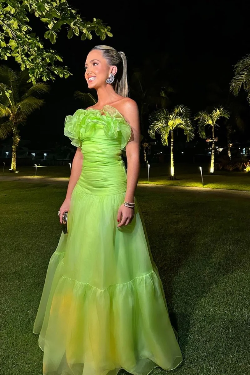 Jessica Organza Curly Edge Evening Dresses Green Prom Dresses Off-shoulder A-line For Women Vestidos De Fiesta Customized