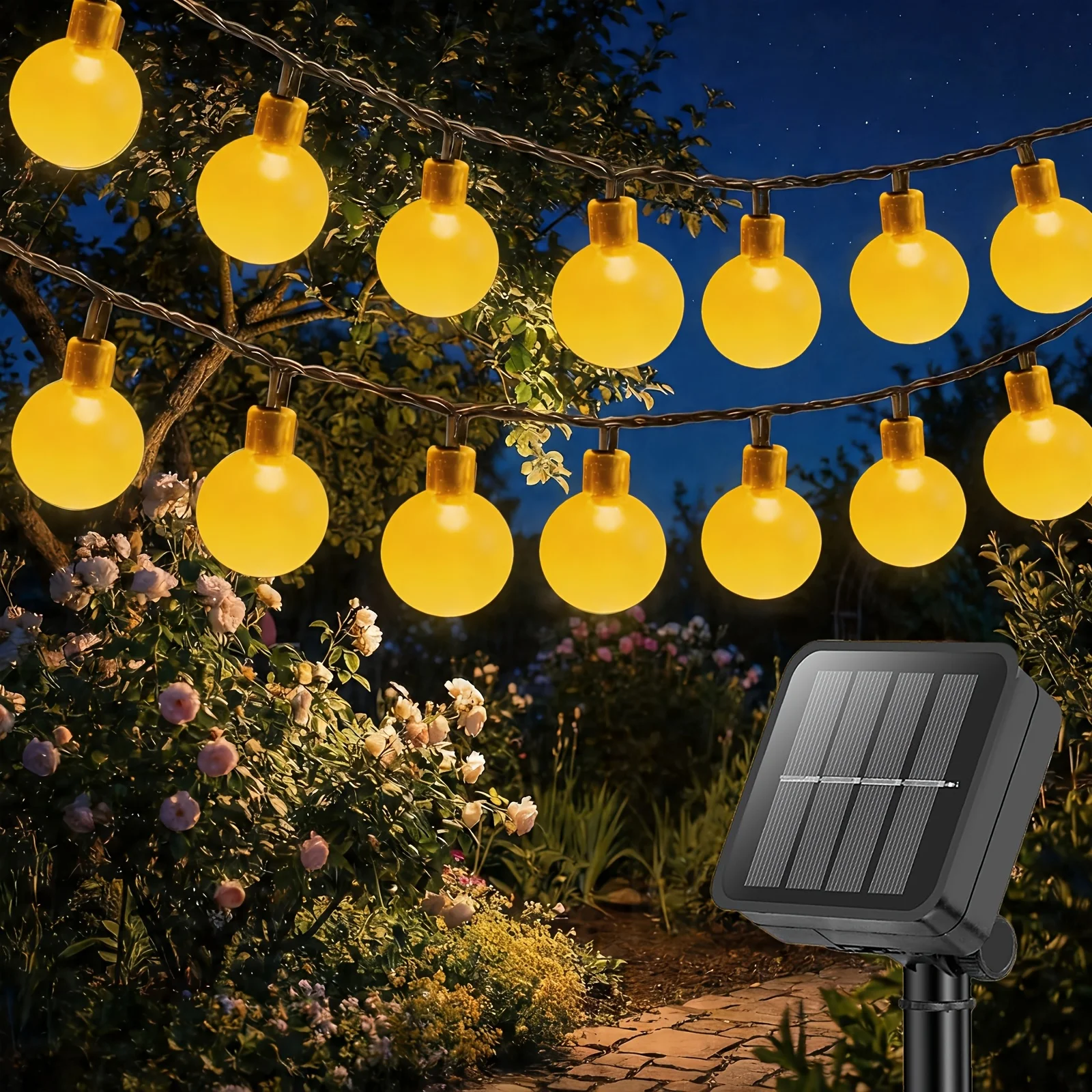 Outdoor Solar String Lights, IPX4 Patio Fairy Light, Hanging Lighting for Outside Decor