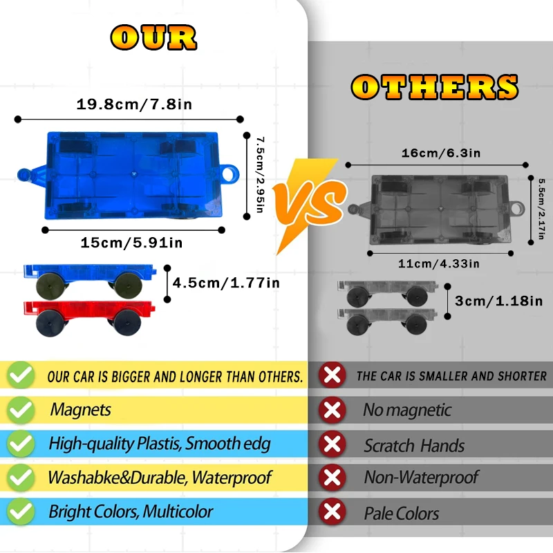 Bloques de construcción magnéticos con ventana de colores de astronauta espacial de 2,95 ", Kit de construcción de camiones magnéticos, paquete de recarga de vehículos, juguetes STEM