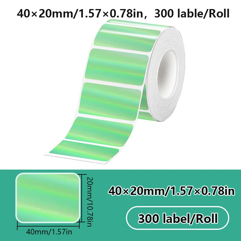 40x20MM Kompatibel mit Phomemo M110 M220 M200 Selbstklebendes Farblaser-Thermopapier, E210 P50 Detong P1 HPRT T20 MAKER