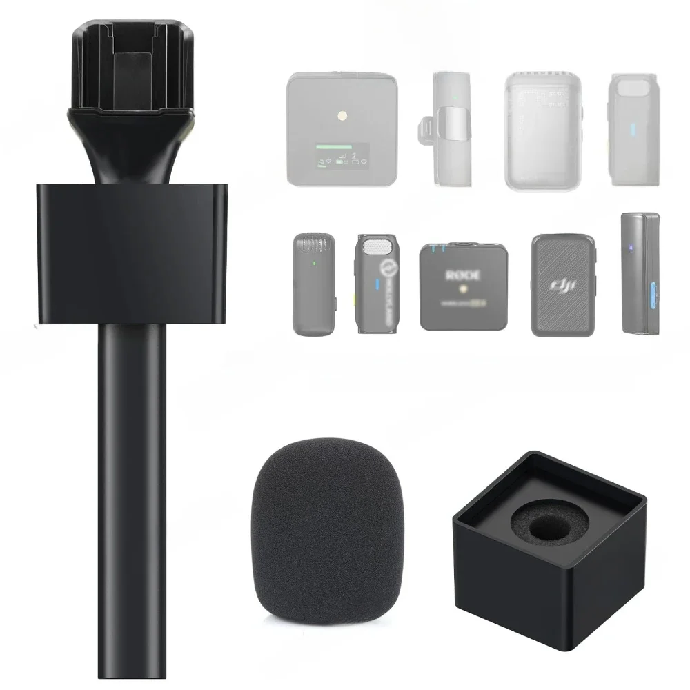 Bezprzewodowy uchwyt do wywiadów Adapter mikrofonu kompatybilny z mikrofonem DJI Rode Wireless GO do vlogowania Podcast Reporters YouTube — zdjęcie produktu 7