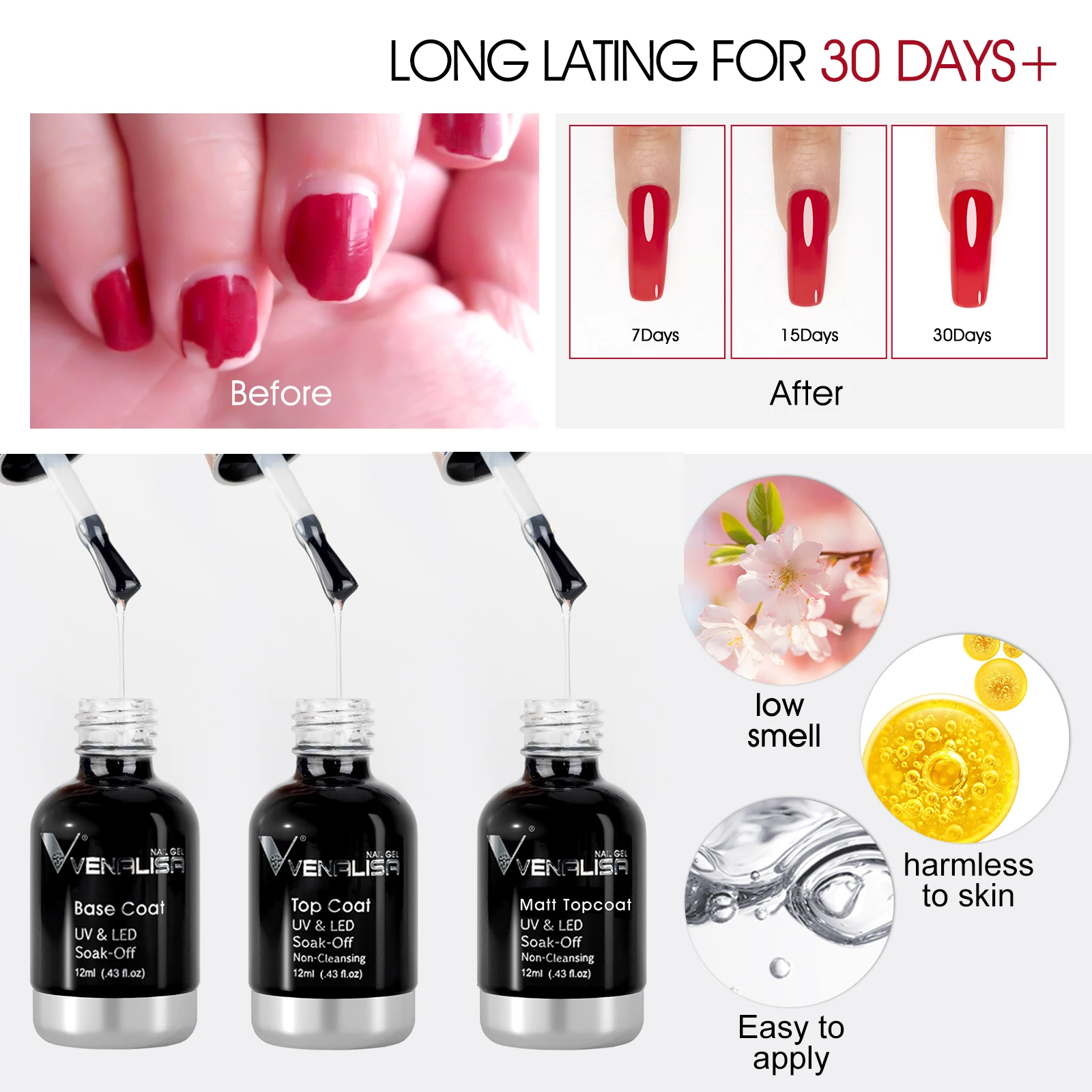 VENALISA # 1004 Nude Pink French Nail Art Design Super Texture Semi Permanent Pastelllack Soak Off UVLED Pigmentierter Gellack – Detail 17