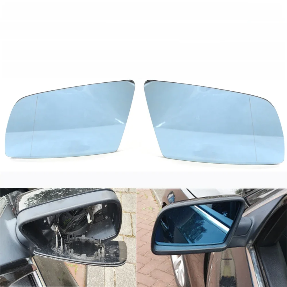 Verre de miroir d'aile grand Angle électrique chauffant bleu latéral, pour BMW série 5 E60 E61 2003 – 2010, pièces extérieures automobiles,