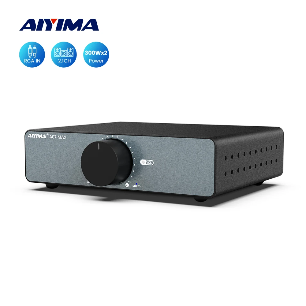 AIYIMA Audio A07 MAX Stereo Amplifier 300W X2 TPA3255 Power Amp 2 Channel Bridgeable Mono 600W  Amplifier for Passive Speaker