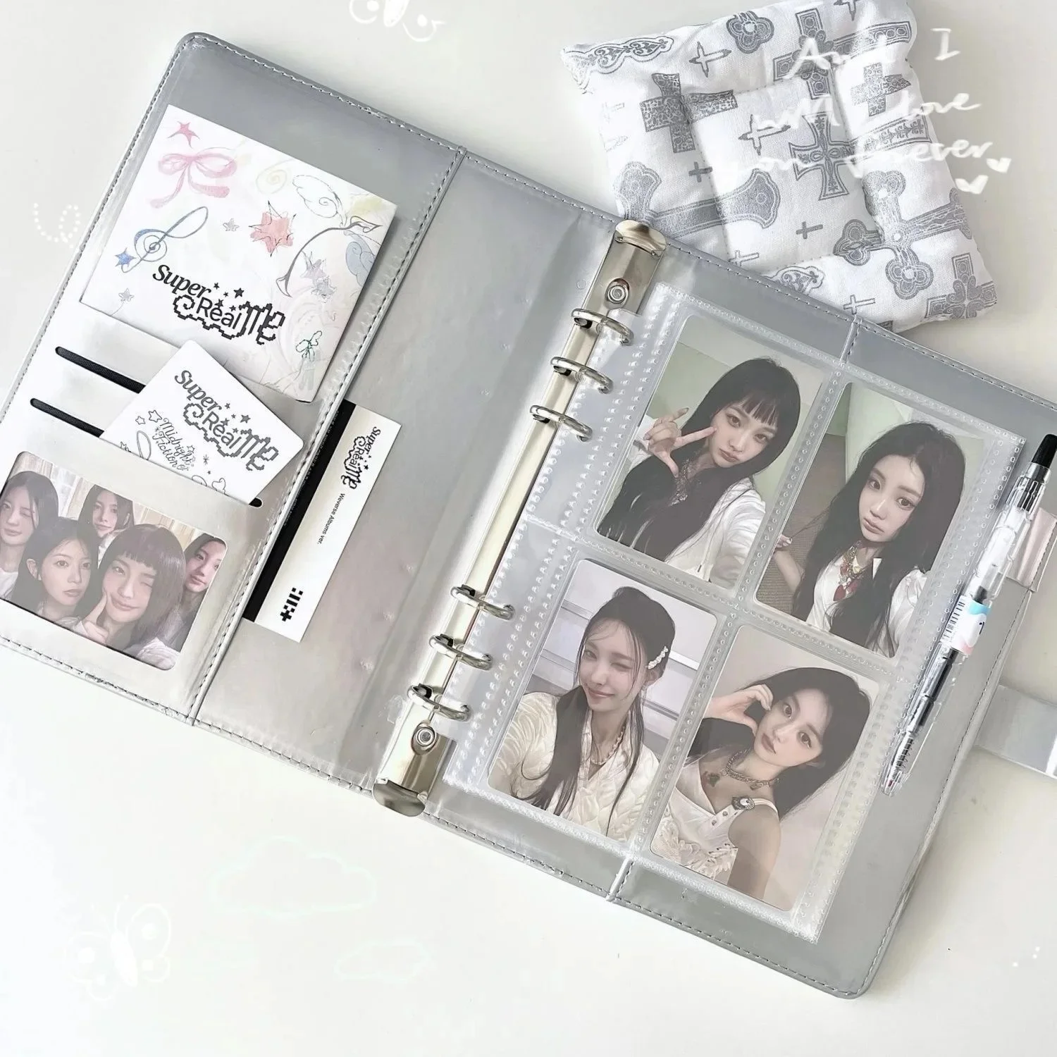 MINKYS Album ze Srebrnej Skóry PU A5 na Karty Kpop, Segregator do Kolekcjonowania Kart Idoli, Album do Przechowywania Kart Idoli, Artykuły Papiernicze — zdjęcie produktu 7
