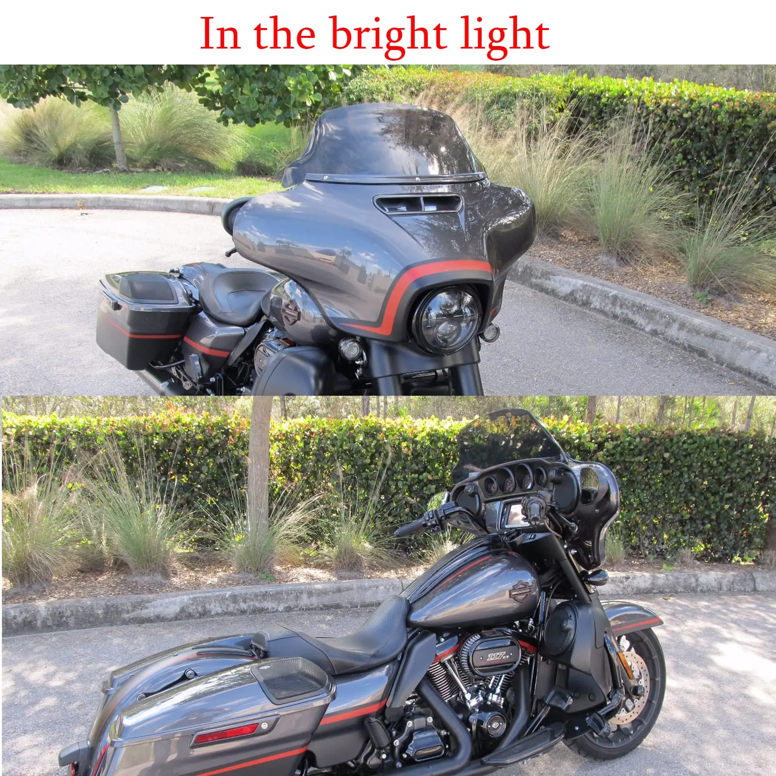 غطاء الزجاج الأمامي مقاس 4.5 بوصة 7 بوصة لدراجة Harley Electra Street Glide Touring Ultra Limited 2014-2024 أسود/دخان #5