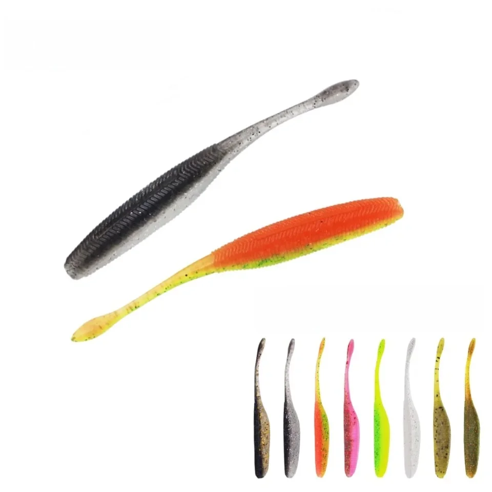 MUKUN 5PCS Stick Wurm Softbait Angeln Köder Gesalzen Gerade Schwanz 75mm 90mm 110mm Perfekte Schwimmen kunststoff Traum Schuss Weiche