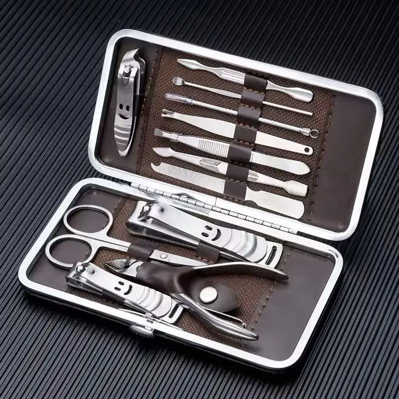 Kit Cortador De Unha Manicure Portatil Estojo Pinca Tesoura C/Organizador de couro de luxo