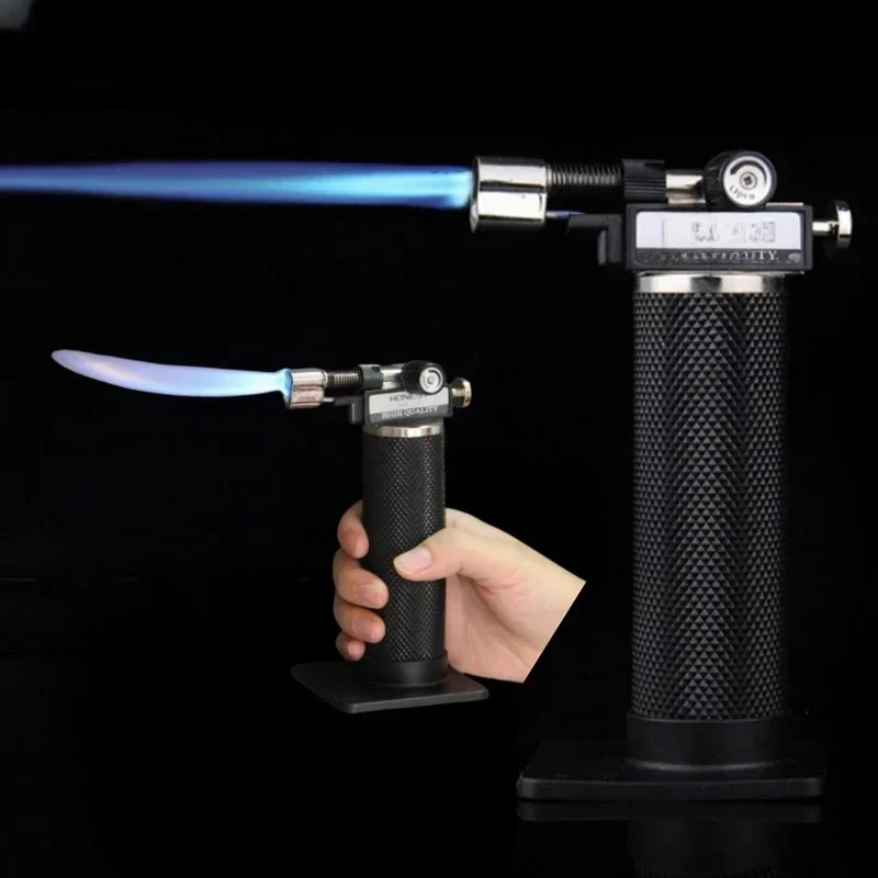 Boom EST-Pistolet de soudage à double flamme créatif, briquet à gaz, interrupteur de verrouillage de sécurité, jet, feu ouvert, barbecue, allume-cigare de cuisine
