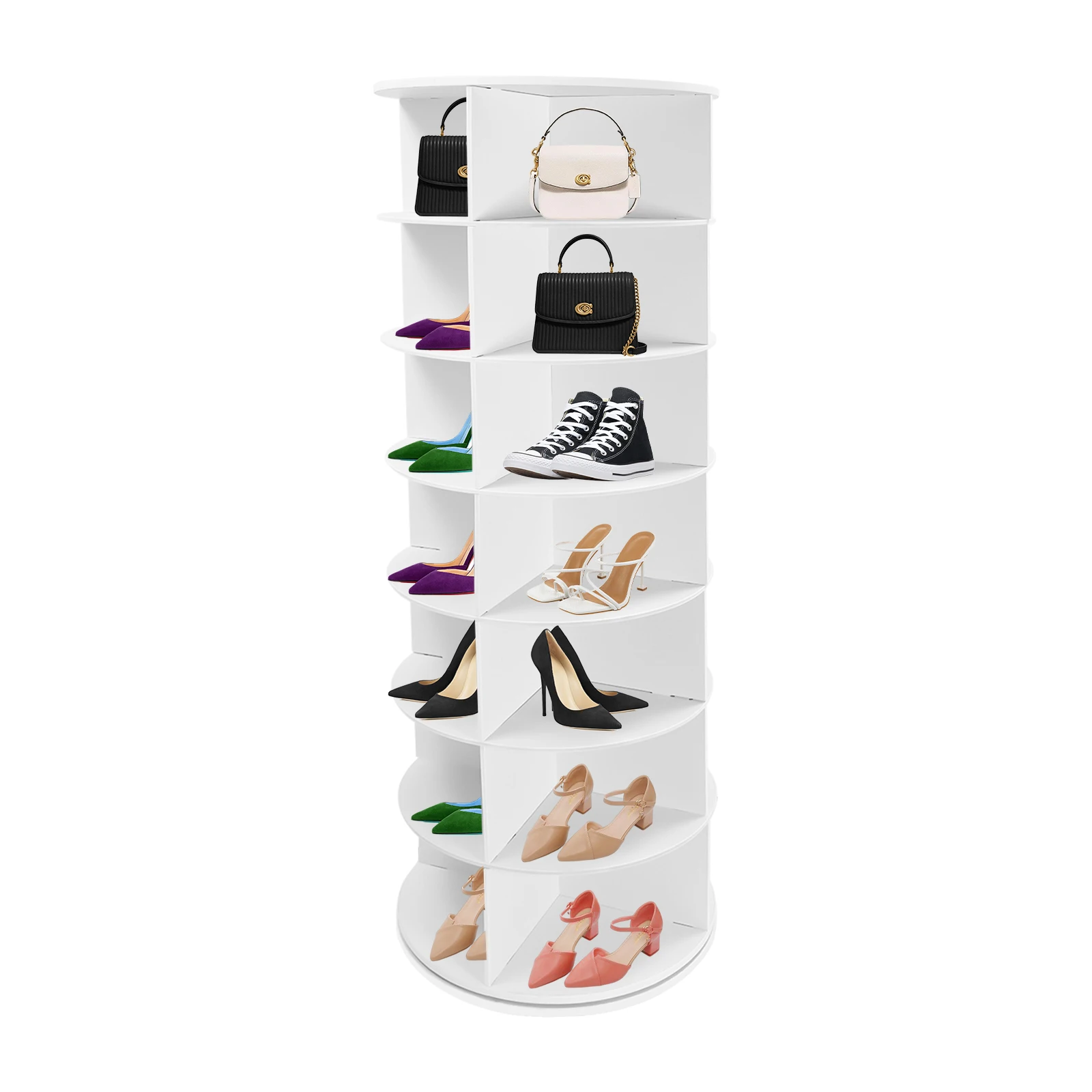Rotating Shoe Rack Tower, 7-Tier Spinning Shoe Rack, Free Standing 360° Revolving Shoe Organizer Can Hold 28 Pairs of Shoes