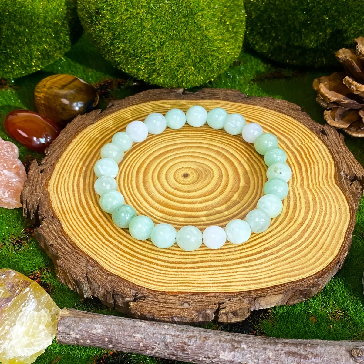 1pc/Career Success 8mm Chrysoprase Bracelet Christmas Blessing Gift for Family [Natural Stone Color Random]