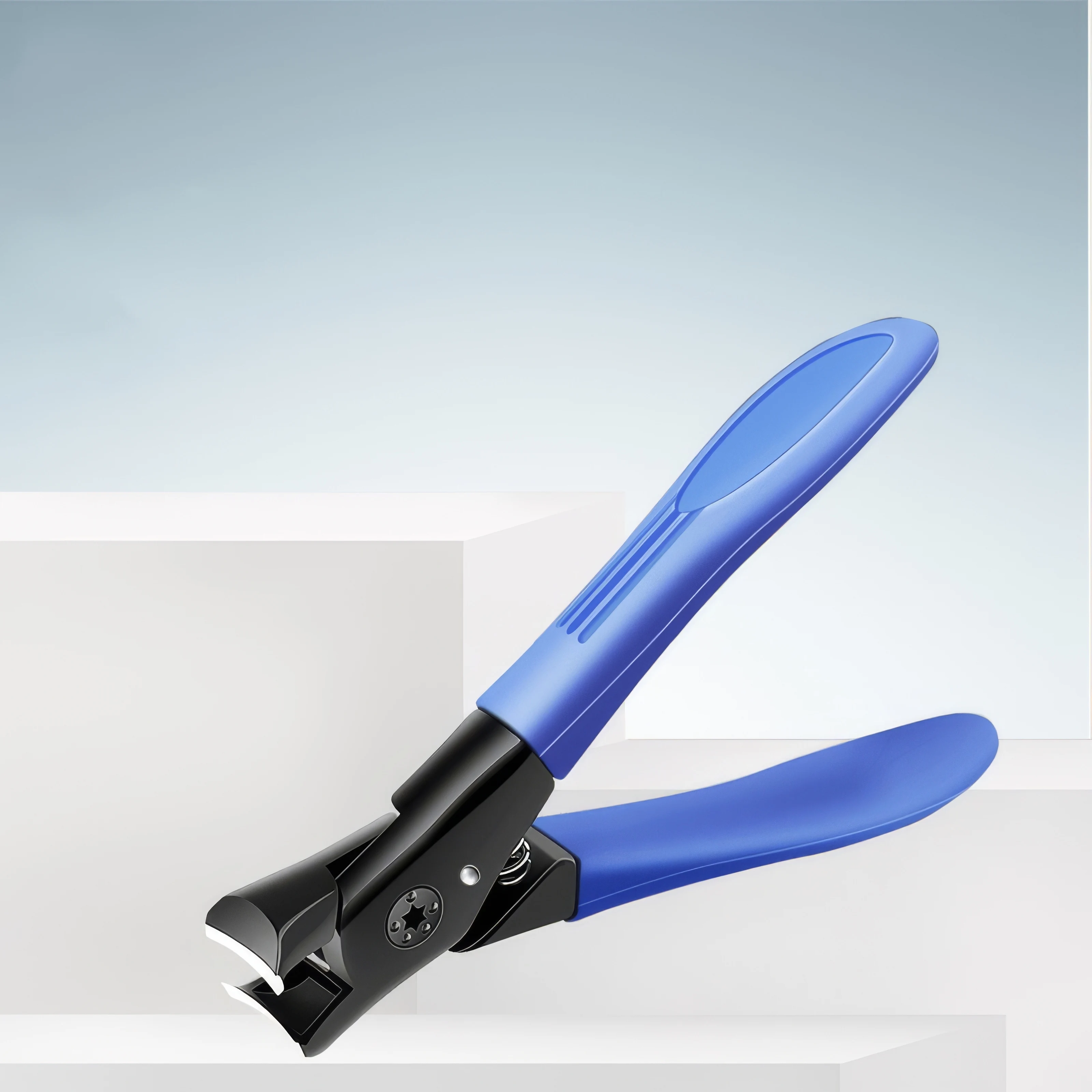 ที่ตัดเล็บกันกระเด็นสีน้ำเงิน 1 ชิ้น ออกแบบตามหลักสรีรศาสตร์ จับง่าย สำหรับสุขอนามัยส่วนบุคคลและครอบครัว