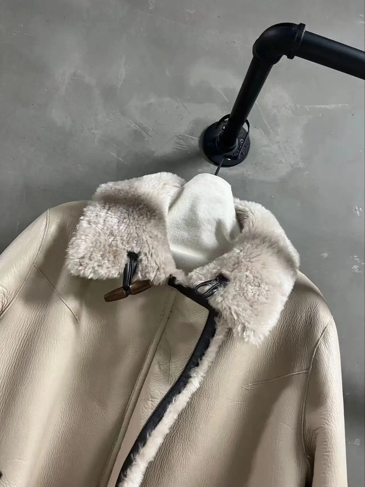 Herfst-winter casual damesjas van echt schapenvacht