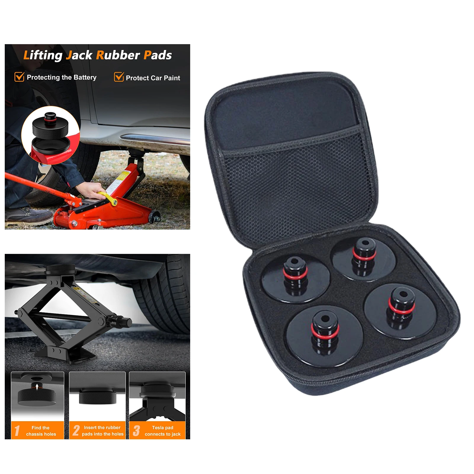 

4 Pieces Jack Stand Pad Anti Slip Car Jack Pads with Storage Bag Suitable For Tesla Model 3 Model S Model X Car Accessories