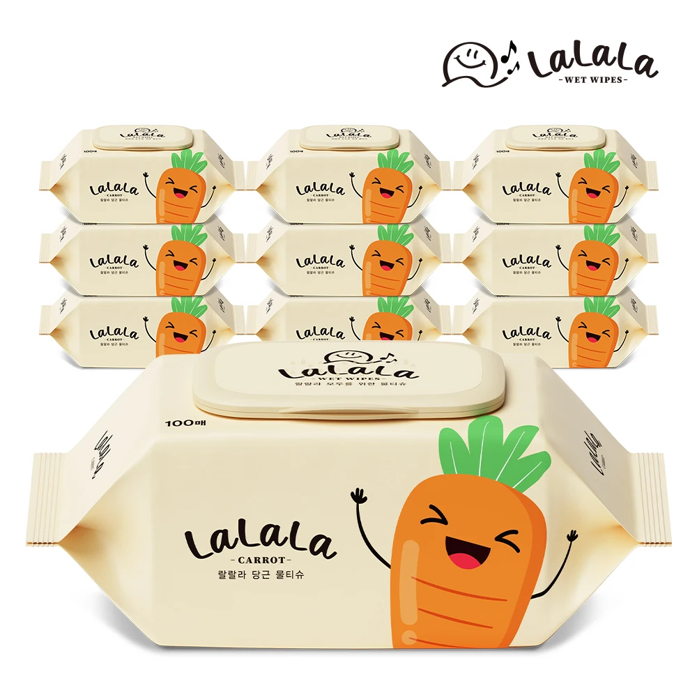 Lalala carrot wipes 100x10 pack EWG Green