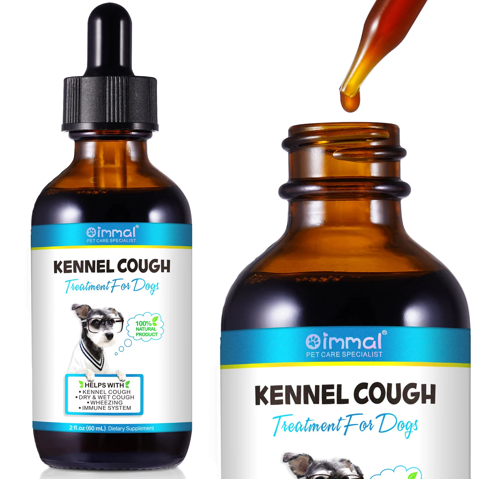 Kennel Cough Relief Drops Treatment for All Dogs Help with Cold Cough Dry and Wet Cough Wheezing Immune System 100% Pure Natural