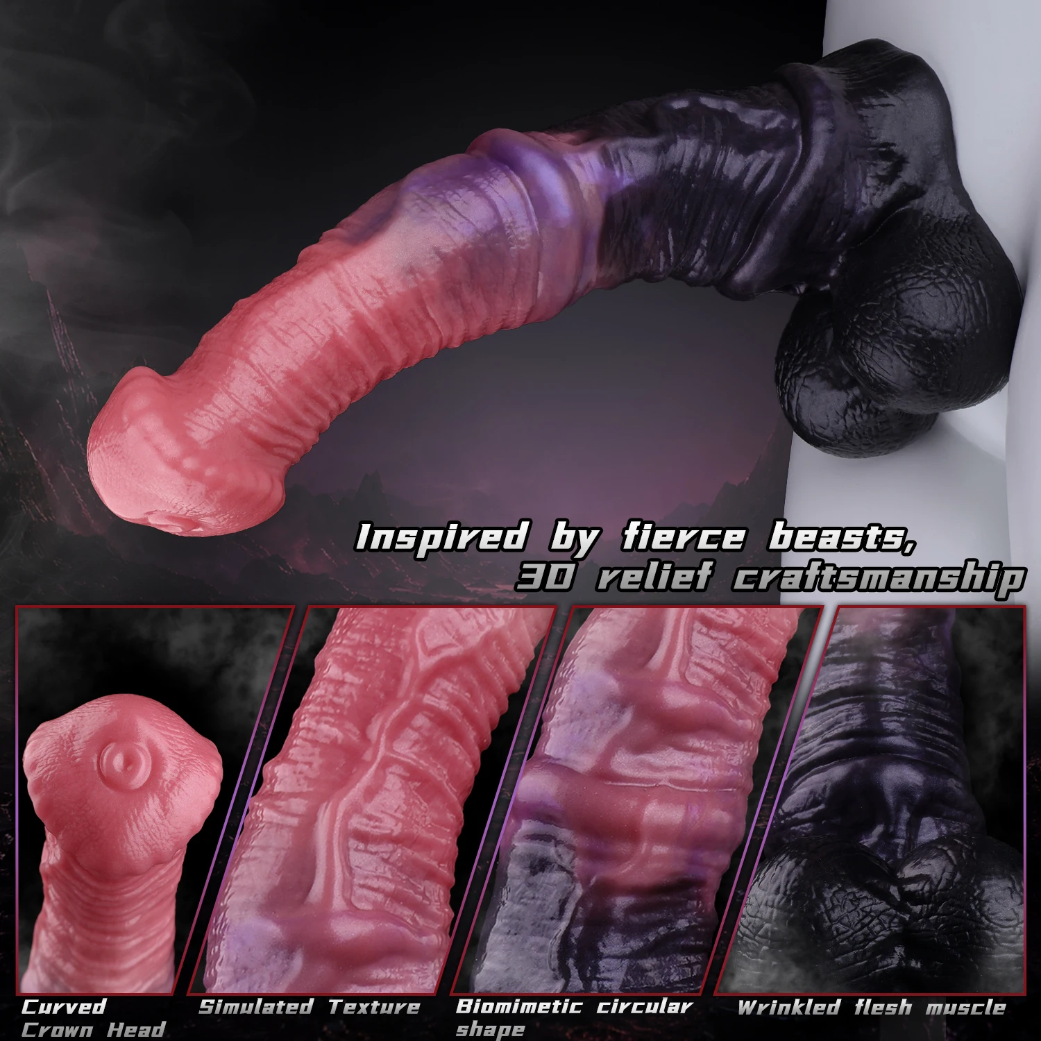 FAAK Silicone Red Black Fantasy Big Horse Dildo With Testis Suction Cup Female Masturbator Huge Anal Plug For Women Men