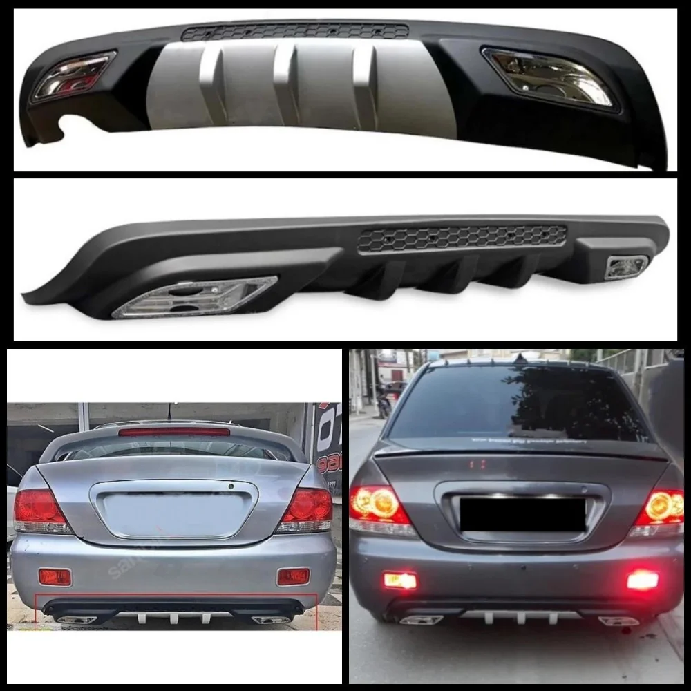 For Mitsubishi Lancer Car Rear Bumper Diffuser Black ABS Plastic Car Styling Spoiler Deflector Body Kit Splitter Professional