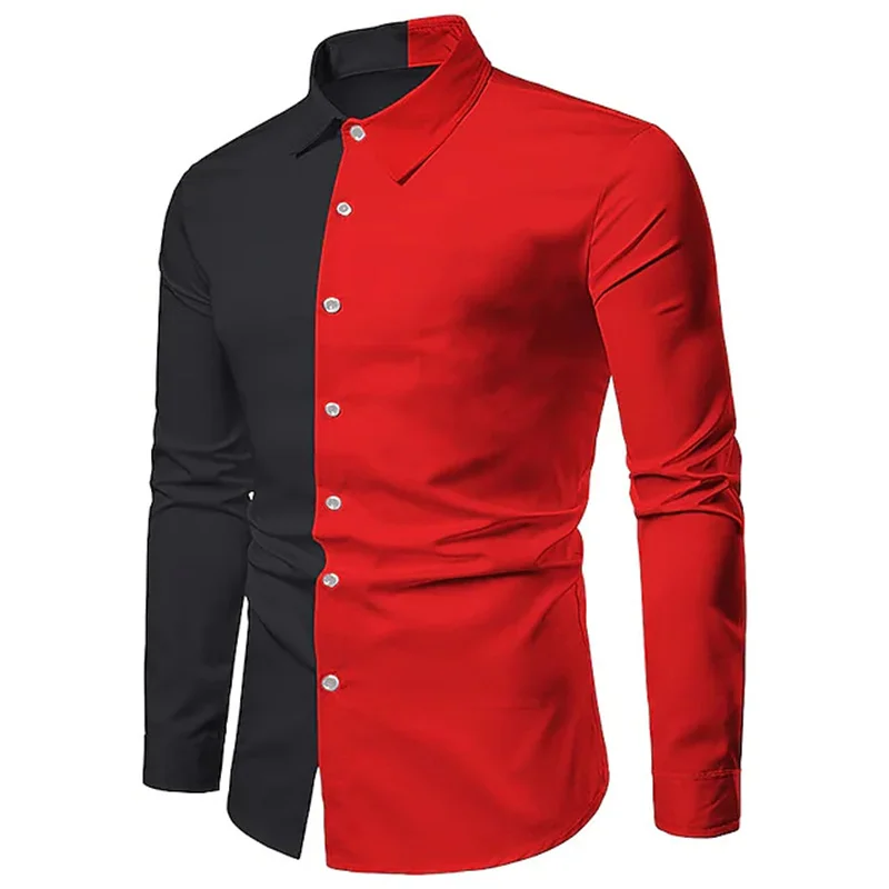 Slim Button Revers for Men, Long Sleeve Clothing, Pop Prom Party, Night Club, New Designer, Fashion