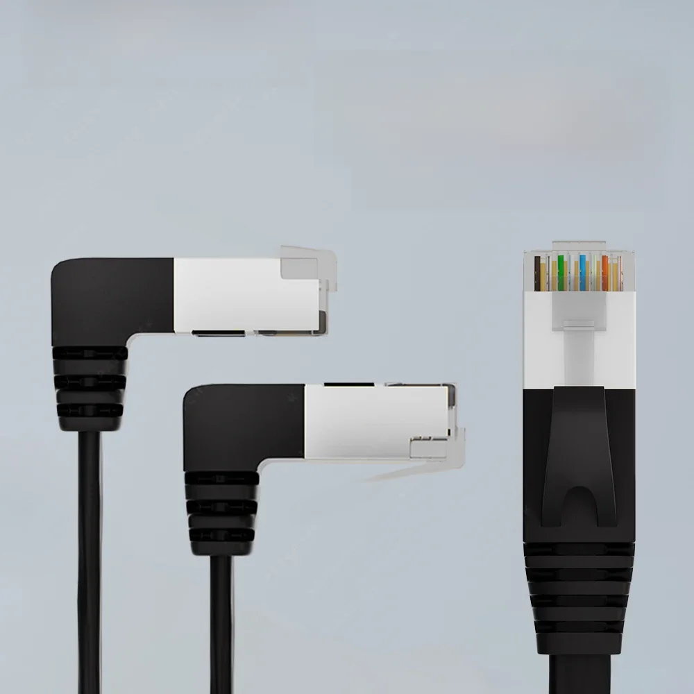 Patchtek Cat7 90 stopni Płaski kąt SSTP Kabel Ethernet rj45 90 stopni Lan Up Down Patch Cord Lan 180 stopni do PC PS4 Router — zdjęcie 2