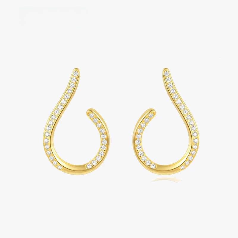 ROXI 925 Sterling Silver C Design 14K/18K/24K Solid Gold Earring dla kobiet Biżuteria zaręczynowa ślubna VIP — zdjęcie 2
