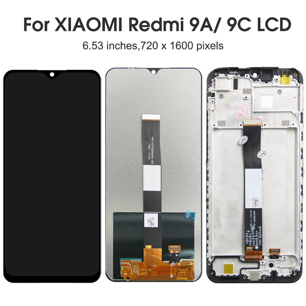 6.53\'\' Screen for Redmi 9 M2004J19G Lcd Display Touch Screen Digitizer With Frame for Xiaomi Redmi 9A 9C M2006C3MG Replacement