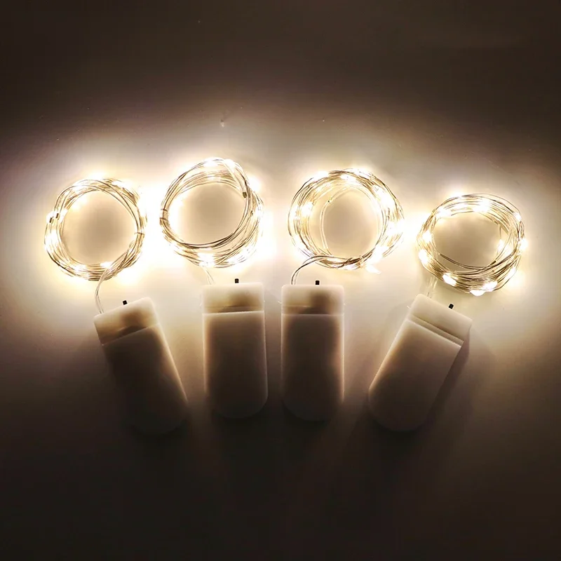 Mini guirxiété lumineuse de Noël en fil de cuivre étanche, lumière dégradée, CR2032, batterie 62 LED, guirxiété lumineuse pour mariage, fête de Noël