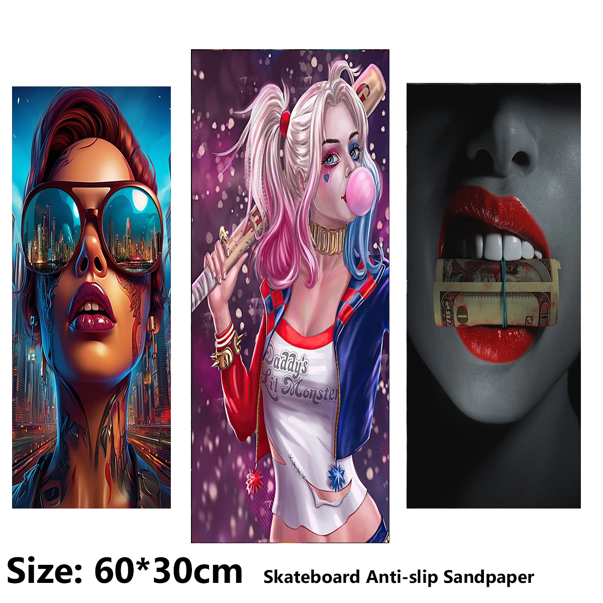 

Sexy Cool Girl Money Pattern Electric Scooter Anti-slip Sticker Sandpaper Skateboard Grip Tape Sheet 60*30cm