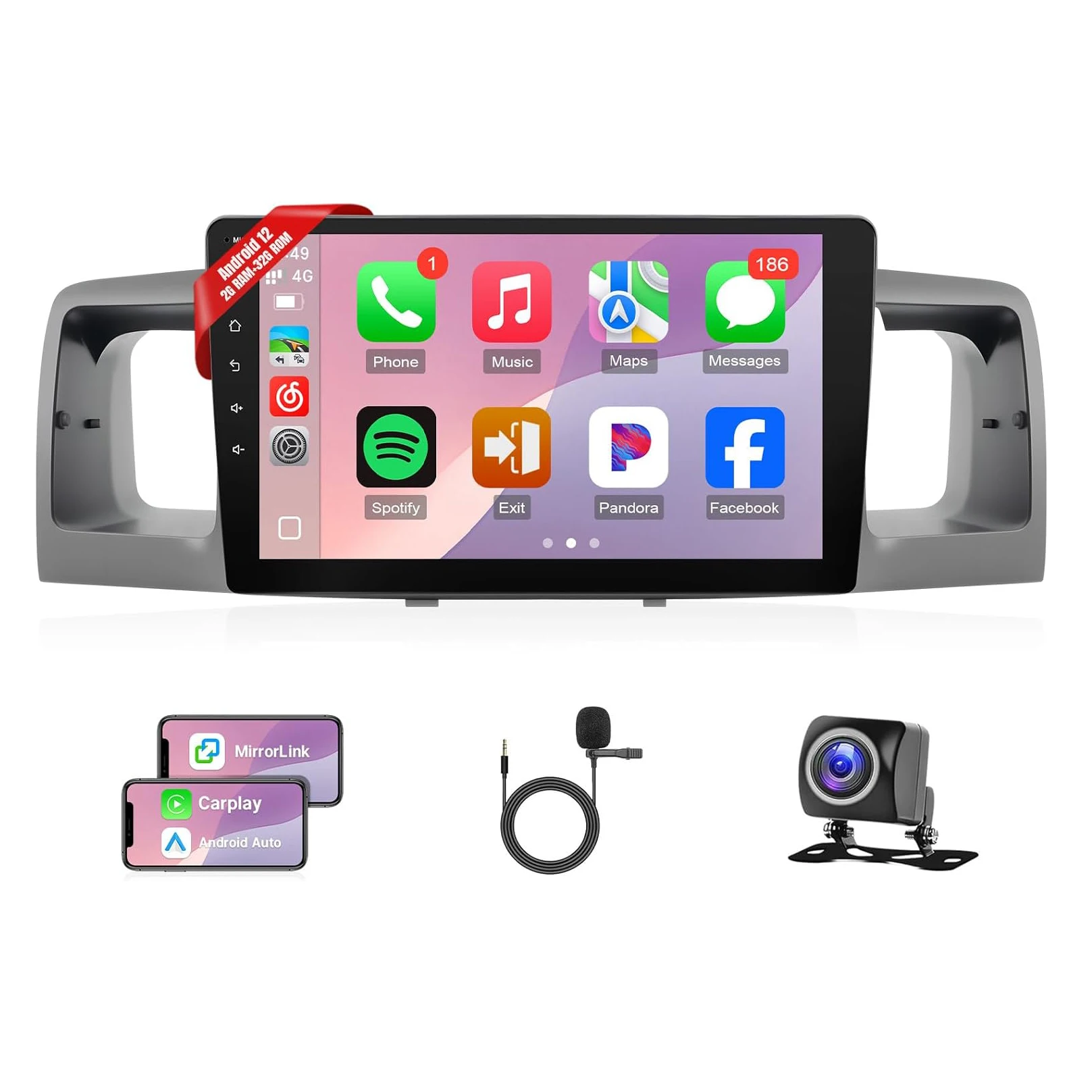 Tela de toque de 9 polegadas para Corolla 2003 2004 2005 2006 2007 2008 Estéreo de carro com GPS/Bluetooth/FM/WiFi/SWC (não cabe no sistema J.B.L)