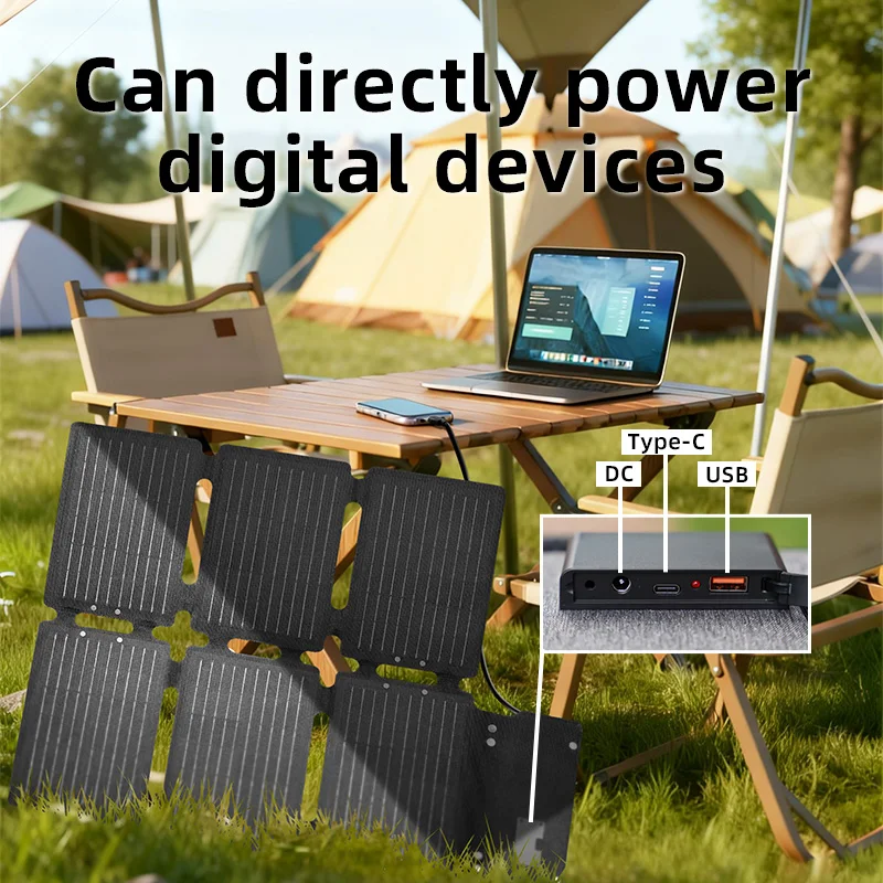 NEWSMY A60 60W Portable Foldable Solar Panel Charger USB Type‑C DC Port with DC