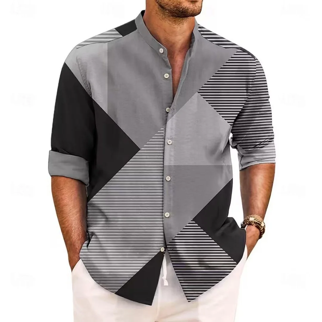 

2026 Men's 3D Printed Casual Fashion Long-Sleeved Button-Up Shirt, suitable for holidays, summer, spring, and autumn.