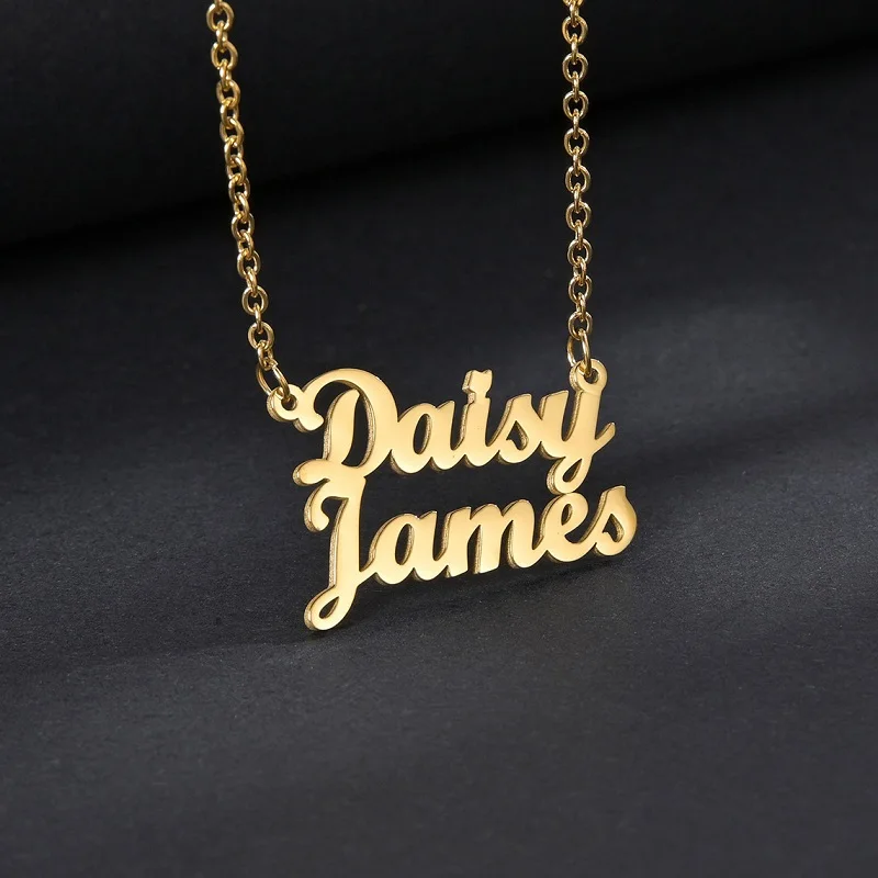 

Custom Name Necklace Custom Ring Bangle Personalized Jewelry Stainless Steel Frosted Necklaces Rings For Women Charming Gift