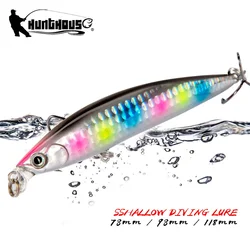 Hunthouse Jerkbait Minnow Fishing Lure Floating Wobblers Rolling Hard Bait 78mm 98mm 118mm Saltwater For Bass Trout Fish Tackle