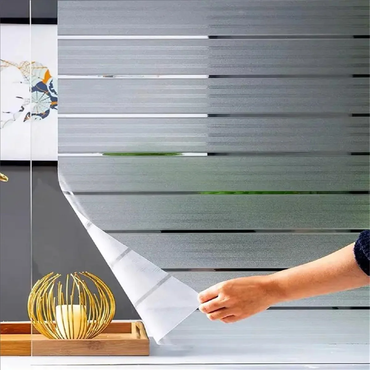 1pc Elektrostatische Milchglas Fenster Film Büro Fenster Streifen Transluzente Glas Aufkleber Für Badezimmer Wohnzimmer Schlafzimmer