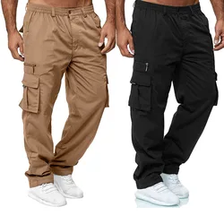 Pantalones Cargo de pesca para hombre, pantalón táctico informal con múltiples bolsillos, holgado, recto, largo, talla grande, 2024