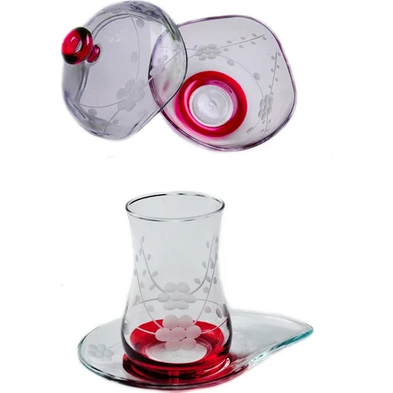 Başak 13 Piece Nature (Red) Tea Set Set  Başak 13 Piece Nature (Red) Tea Set Set CS