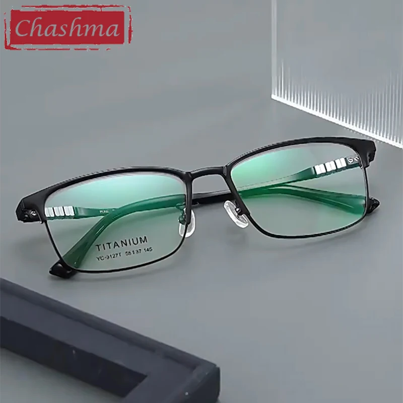 Chashma Prescription Glasses Gentleman Pure Titanium Eyeglasses Frames for Recipe Eyewear Optical Progressive Lenses Spectacles